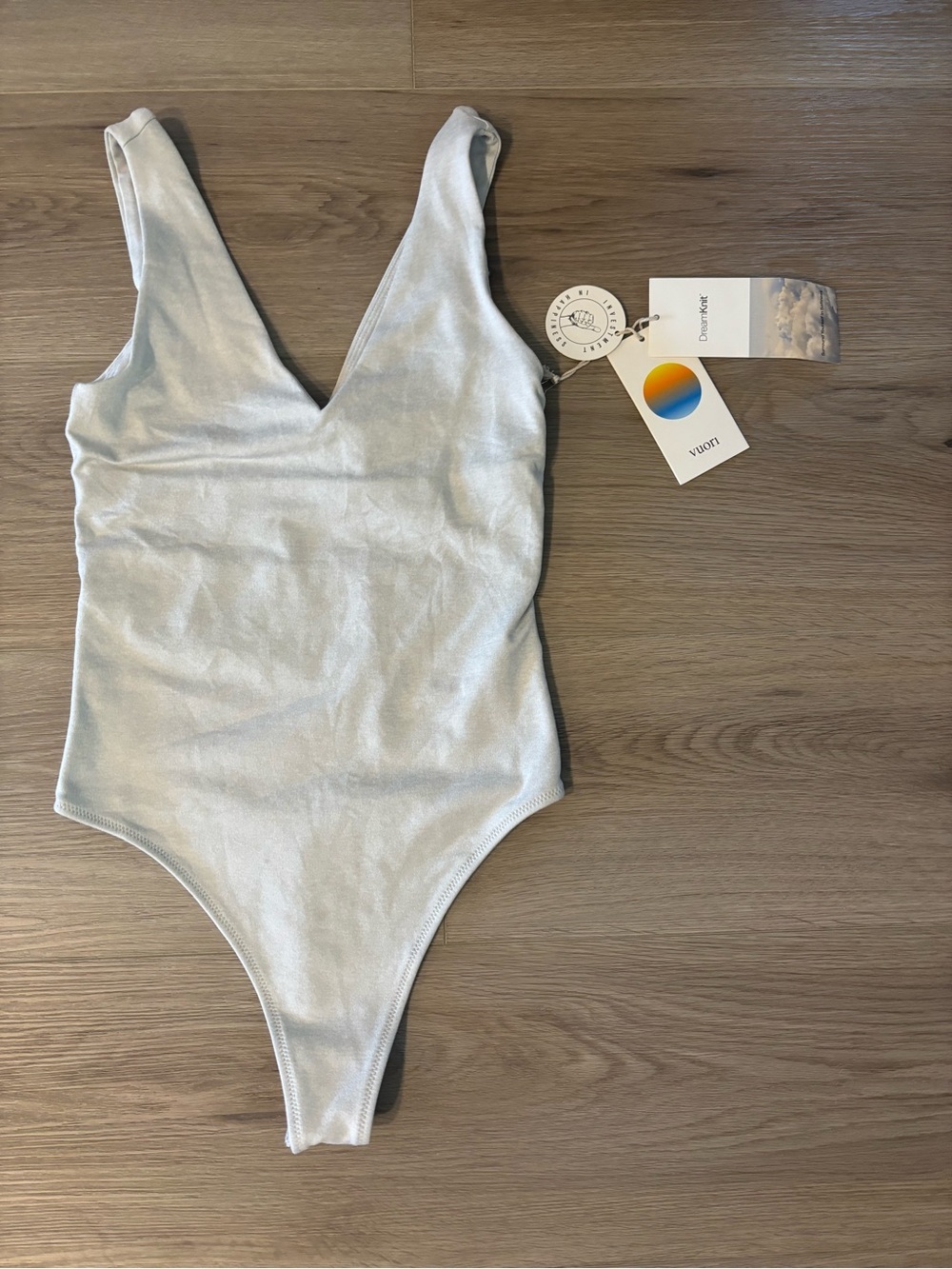 Vuori Halo Bodysuit Salt Heather MSRP $78